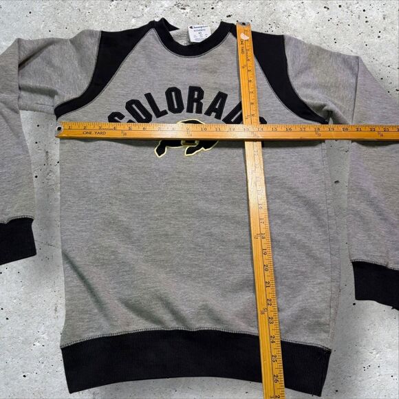 Champion Colorado Buffaloes Crewneck Sweatshirt XS Gray Black Embroidered Logo - Picture 9 of 10